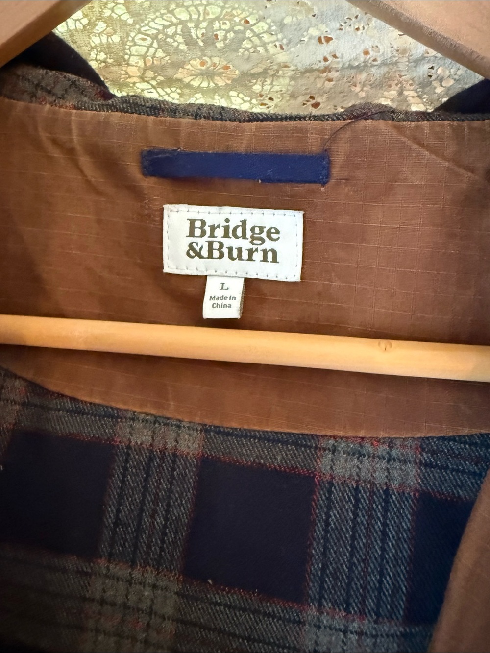 Bridge & Burn Women's Navy Plaid Utility Jacket